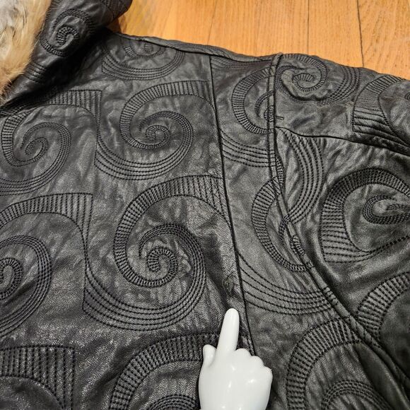 Sally & John New York Mens 4XL Hooded Leather Bomber Jacket Black Streetwear - Picture 9 of 16